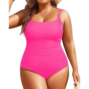 Aqua Eve Women's Plus Size One Piece Swimsuit- Tummy Control Bathing Suit Ribbed Square Neck Swimwear 2026  SwimWeek  summervibes