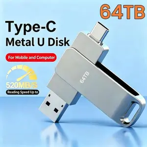 64TB USB 3.2 Flash Drive 520MB/s High Speed 2 in1 TypeC OTG Pen Drive Large Storage for Flash Disk Memoria Waterproof Stick 2026