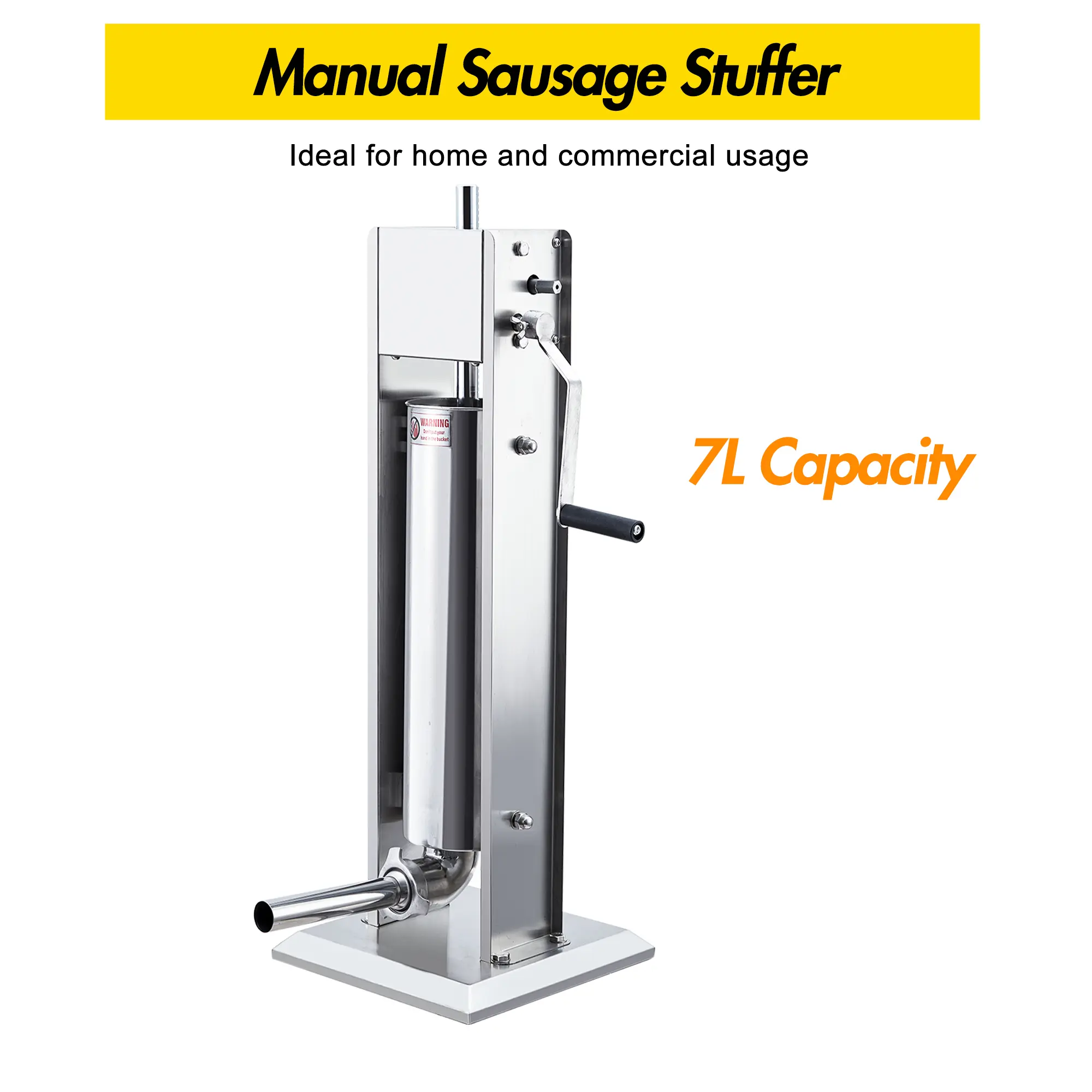 Manual Sausage Stuffer 15LBS/7L – Heavy Duty Stainless Steel Sausage Maker – Dual Speed – 4 & 5 Tubes – Electric Compatible – For Home & Commercial Kitchens – USA Specification
