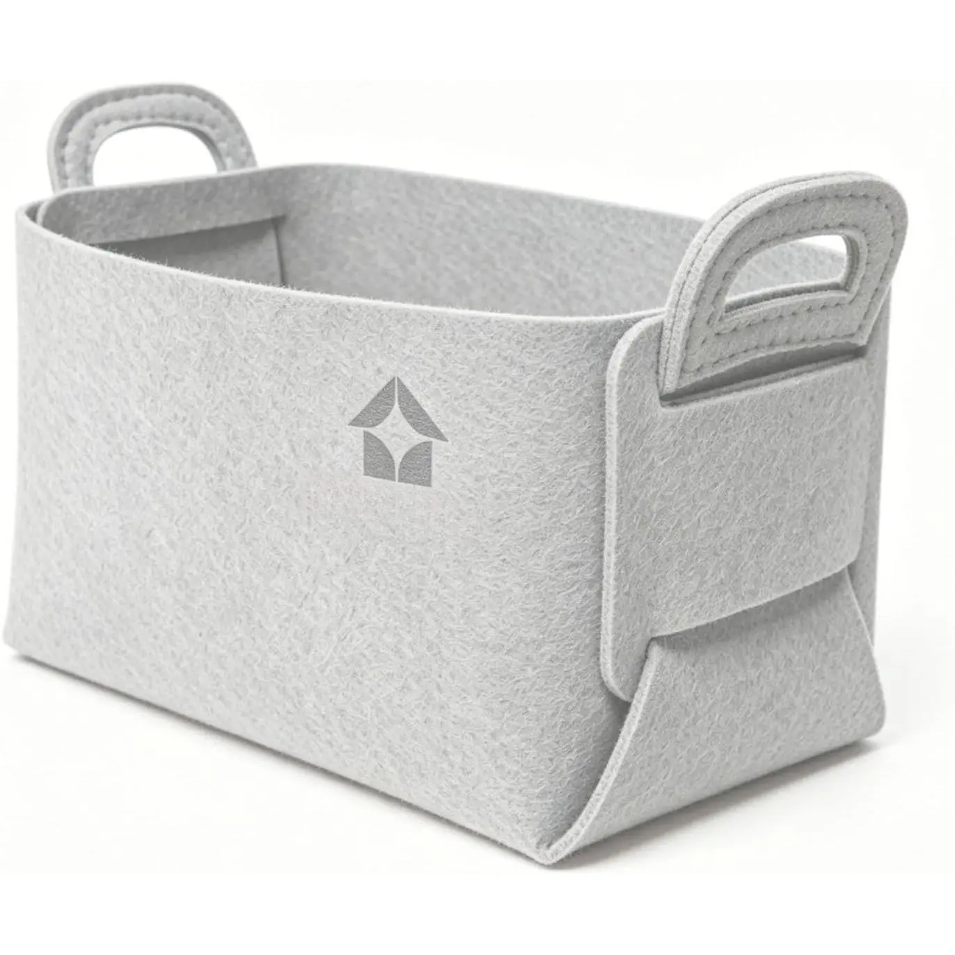 Felt Storage Bin, Collapsible Felt Basket with Handles for Shelves, Closet, Desk, Laundry, Toys,  -  Office Decor Organizer (Small, Light Gray)