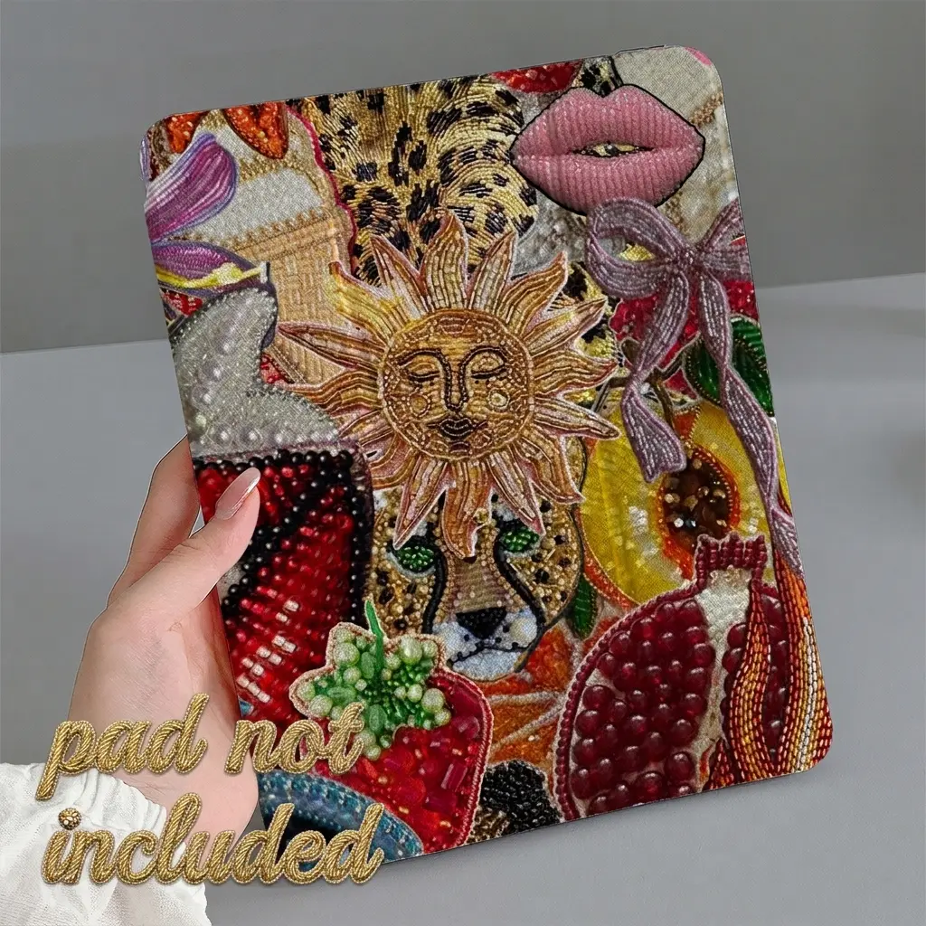 This illustration is designed for Apple iPad 10.9/10.2/air/9.7/10.5/Pro 2025, a three-fold tablet case with pen slot and sleep/wake function support, Tablet Cover, Tablet Protective Cover, Tablet Casing, Ipad Covers, Ipad Accessories (Case Only)