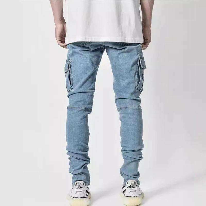 Men's Cargo Jeans 6 Pocket Stretchable Slim Fit Acid Wash with 6 Pockets and Slim Design