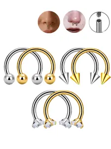 G23 Titanium 5A+ Zircon Horseshoe Nose Ring C Clip Septum Lip Basic Earrings Sexy Septum Piercing Body Jewelry for Gifts