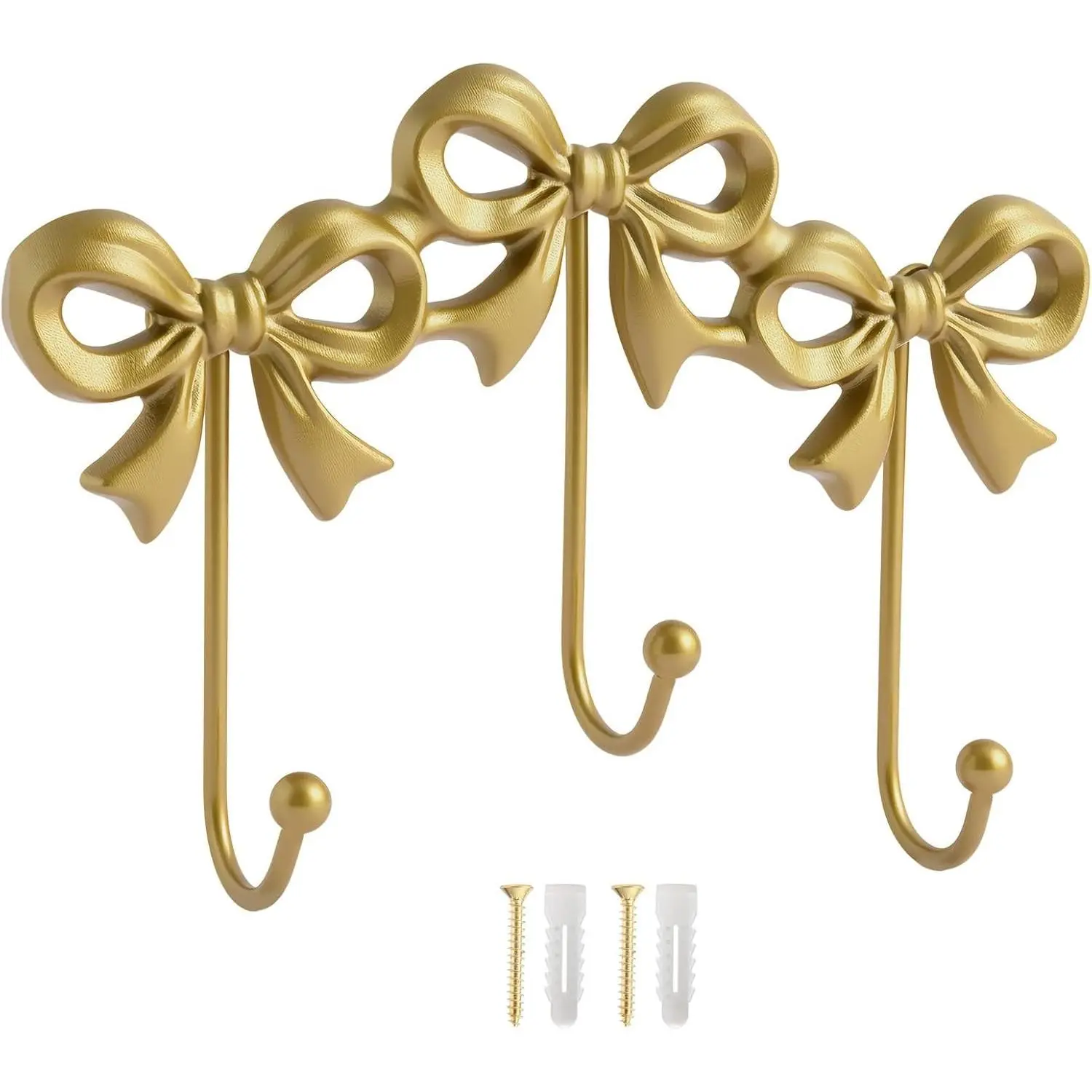 Gold Bow Hooks Coat Rack, Girls Room Decor Coat Hook, Bow Room Wall Decorations, Nursery Decor, Girls Room Decor