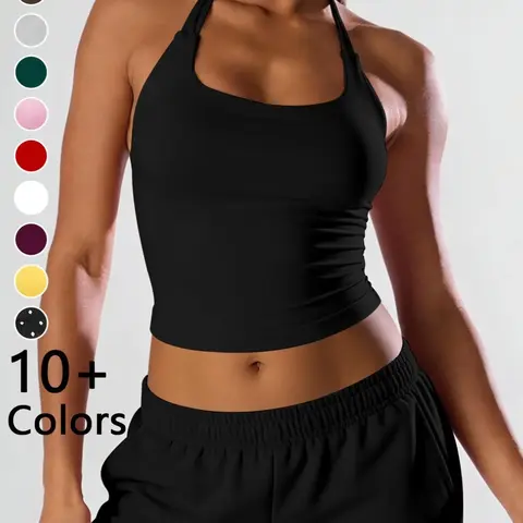 Women's Tight-Fitting Halter Sports Tank Top, Fitness Apparel, Comfortable Fashion Workout Gym Yoga Shirt, Multi-Color Outdoor Fitness Running Top