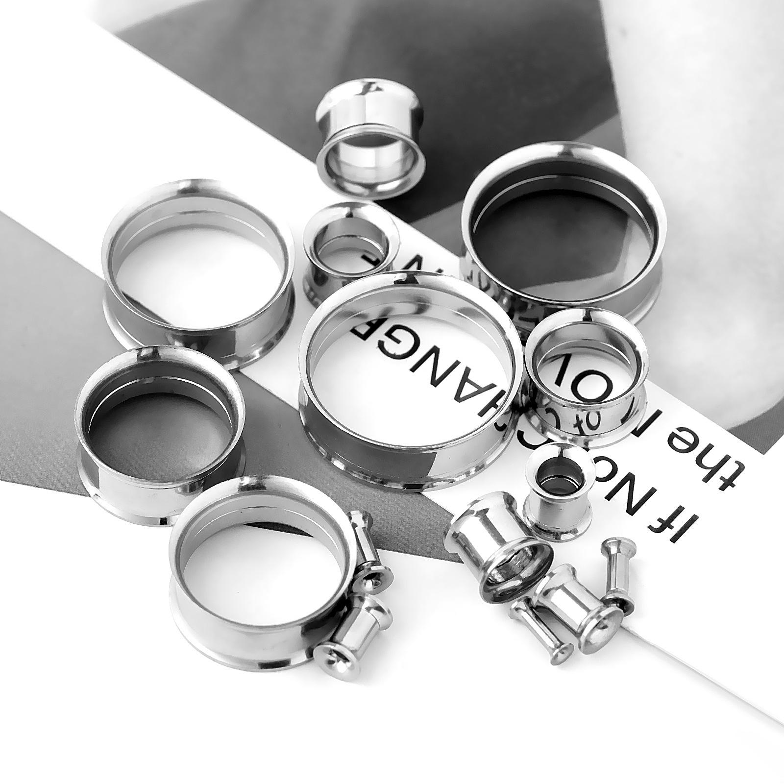 316L Stainless Steel Double Flared Ear Gauges Set, 2G-00G Ear Tunnels Plugs, Hypoallergenic Ear Stretching Jewelry for Women Men