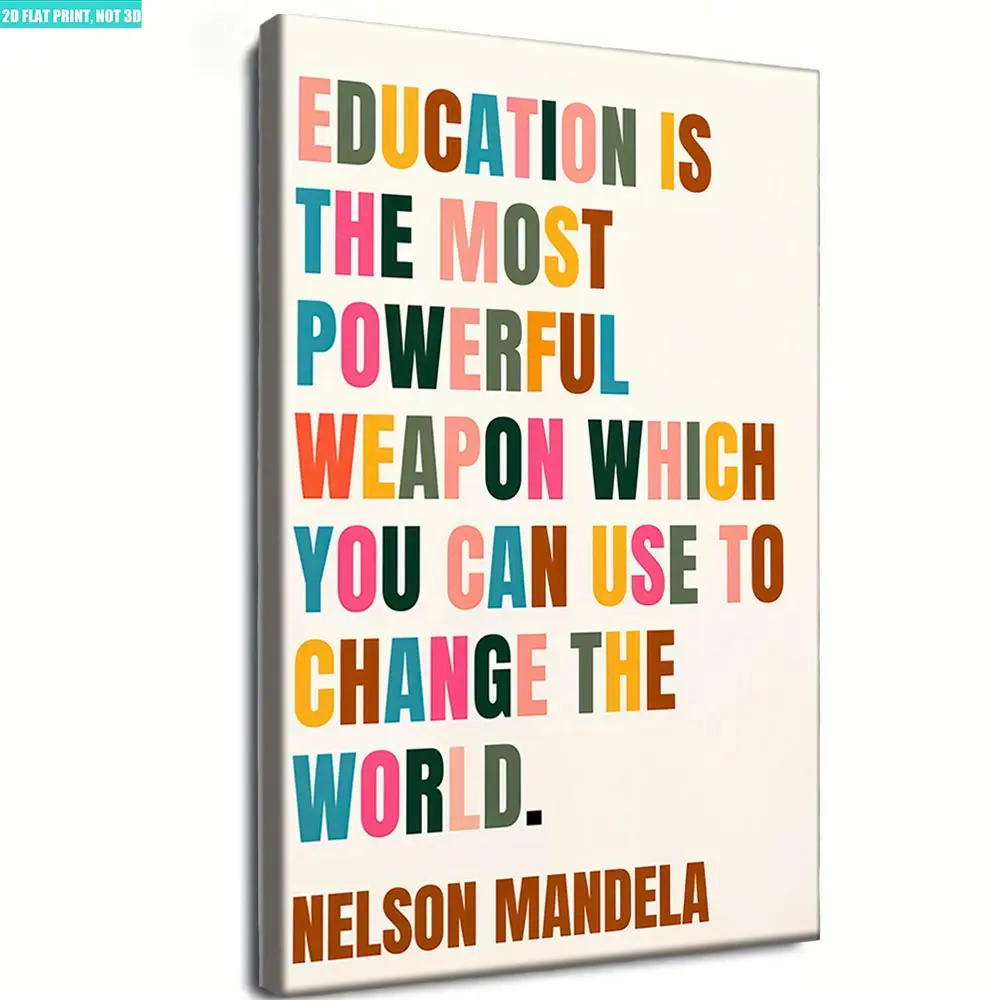 1pc 2D flat framed canvas artwork printed with an inspiring quote from Nelson Mandela, ideal decorative piece for educational spaces, classrooms, living rooms and bedrooms home decor wall art church unique art decoration