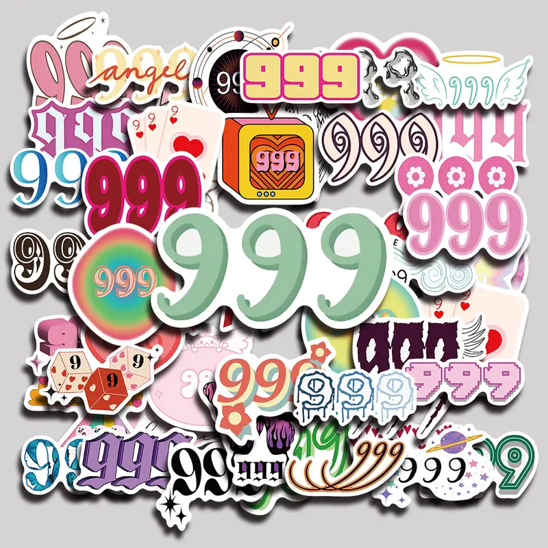50PCS Angel Number 999 Aesthetic Vinyl Stickers Pack for Laptop Water Bottle Phone Case Skateboard Journal Scrapbook DIY Decoration