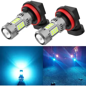 H8 H11 LED Fog Light Bulb or DRL, 3200 Lumens Super Bright Ice Blue, Non-polarity 3030 30 SMD Chips 12V H16 H11LL H8LL Fog Lamps Replacement for Cars, Pack of 2