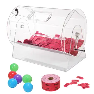 Fathersdaygift VEVOR Acrylic Raffle Drum, Professional Raffle Ticket Spinning Cage with 2 Keys, Transparent Lottery Spinning Drawing, Holds 10000 Tickets or 300 Raffle Balls, Raffle Ticket Box for Lottery Games Bing