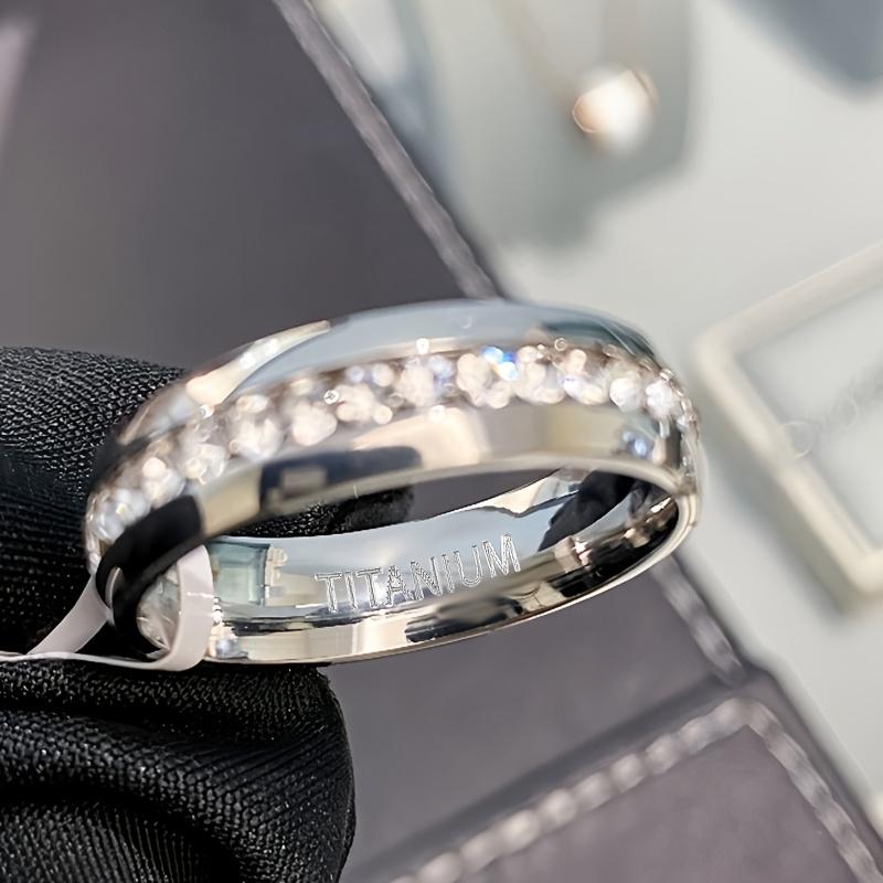 1 Piece minimalist rings Never Fade Stainless Steel Ring Men Women Couple Ring Single Row Full Diamond Cuban Ring Engagement Wedding Band friendship rings