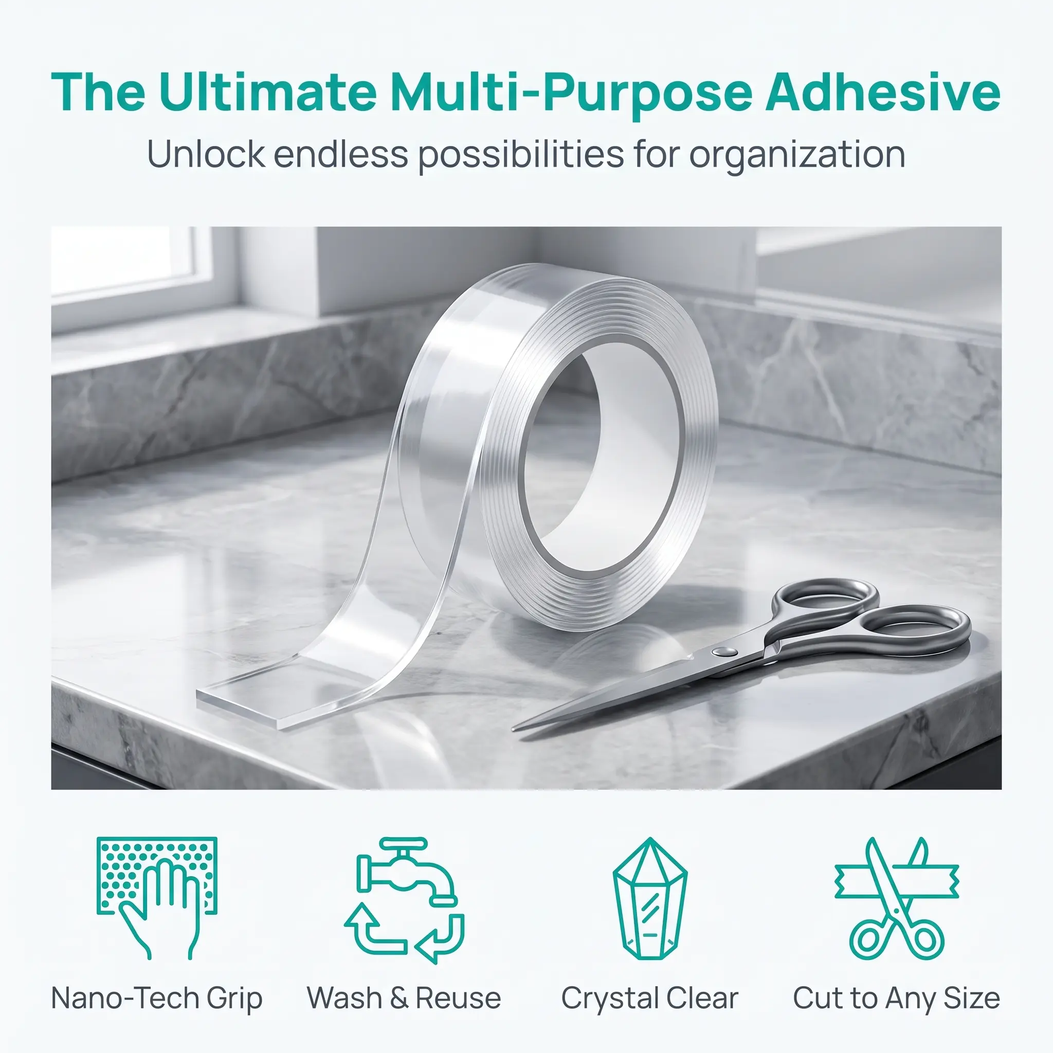 No Nails Needed! 16.4 Ft Heavy Duty Double Sided Nano Tape, Damage-Free Removable Mounting Tape 🏠 ✨