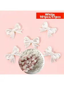 3mm 19mm White Acrylic Bowknot Amulet Beads 6101pcs 51pcs Jewelry Making DIY Bracelets Necklaces Hair Accessories