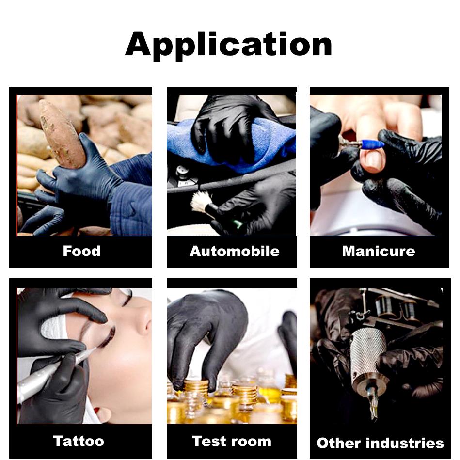 Disposable Nitrile Gloves - Latex-Free & Powder-Free for Beauty Cooking & Cleaning High-Quality Black Protective Items for Multiple Scenarios