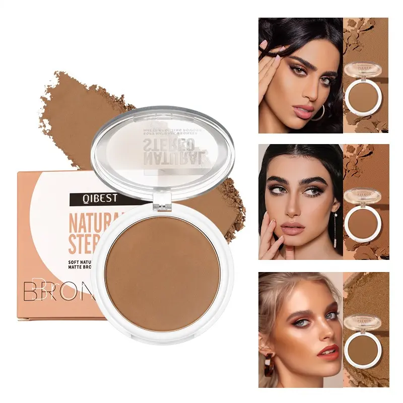 Natural Matte Bronzer Powder Long Lasting Blendable Buildable Coverage Face Contour Sculpting Bronzing Powder