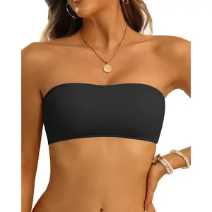 Aqua Eve Women Strapless Bikini Top Only Bandeau Swim Top Tube Top Swimsuit  SwimWeek  summervibes