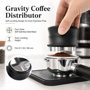 1pcs Espresso Gravity Distributor,Self-Leveling Height Coffee Distributor Tool,Coffee Leveler Tool for 51/53/58mmMachine Portafilters, four-leaf espresso coffee distributor, commonly used barista coffee station equipment.