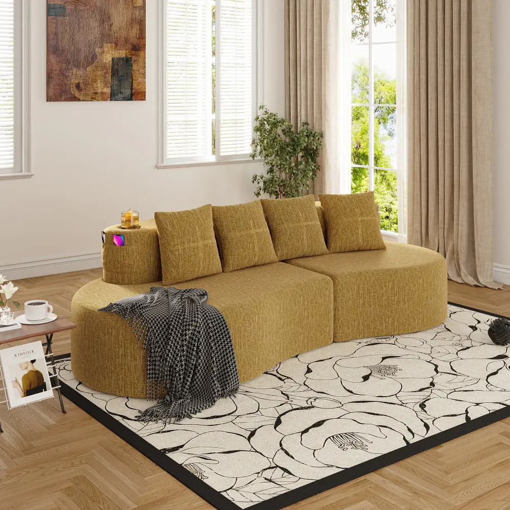 Littleox Modern Curved Sectional 3 Seat Minimalist Elegant Half Moon Sofa Compressed Modular Sectional Sofa for Living Room, Office, Apartment