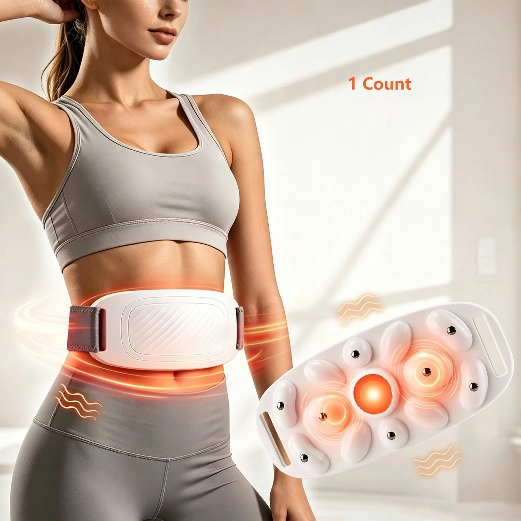 Electric Abdominal Massager, Menstrual Heating Massage Device 3 Temperature Settings, Period Cramps, Belly Waist Massager, USB Rechargeable Massagers