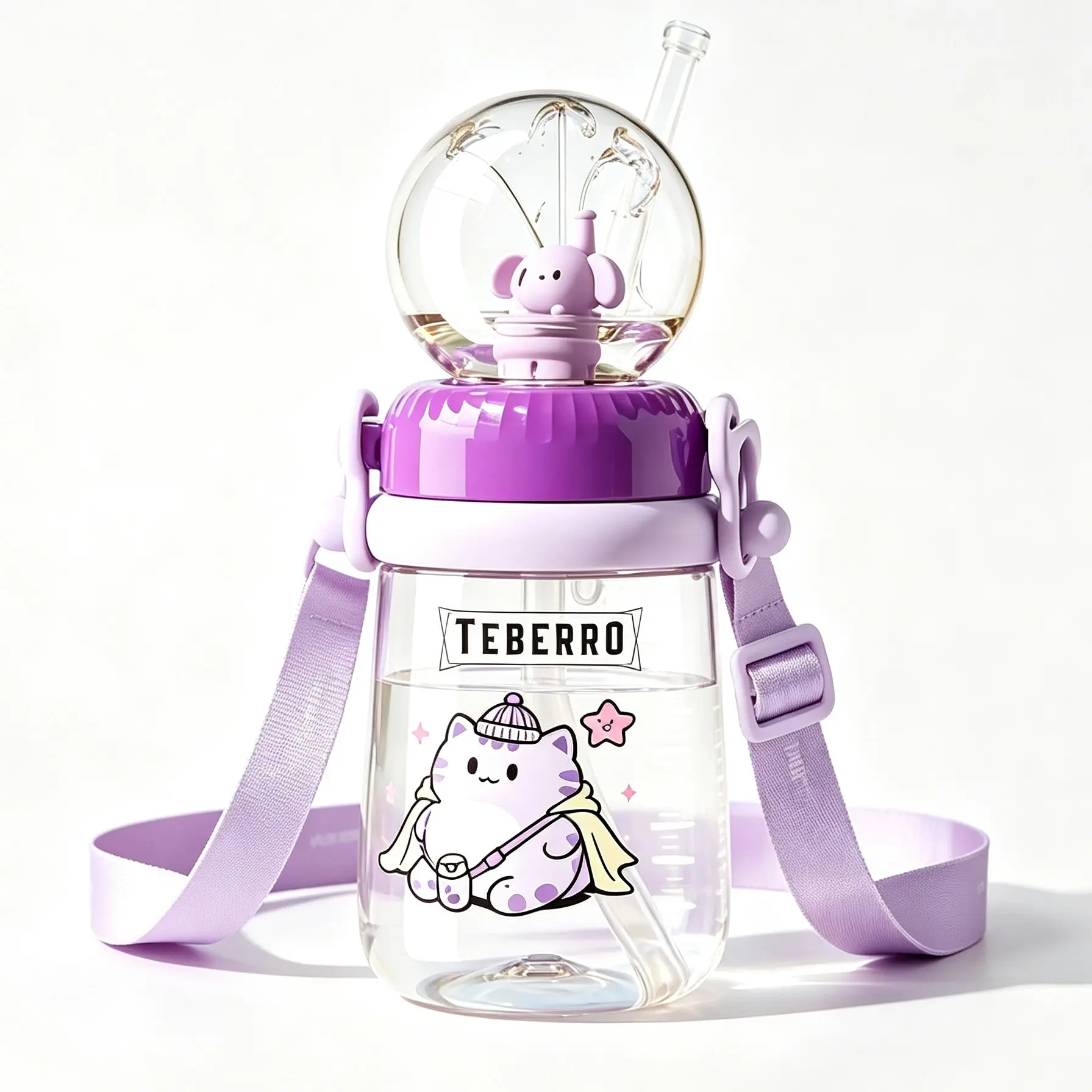 11oz Ppsu Fountain Straw Learning Cup, Baby Water Bottle with Strap, Suitable for 12 Months+, Kids Drinking Cup, Safe & Durable Design
