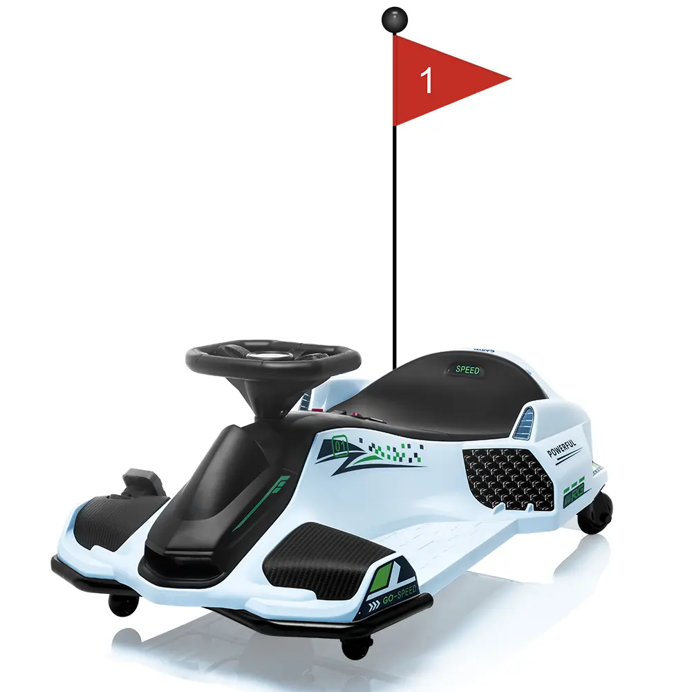 Garvee 24V Kids Electric Drift Go Kart Ride-On Car - 180W Brushless Motor, 7Ah Battery, High/Low Speed, 5-Wheel Drifting, Music, Front/Tail LED Lights, Low Battery Alarm