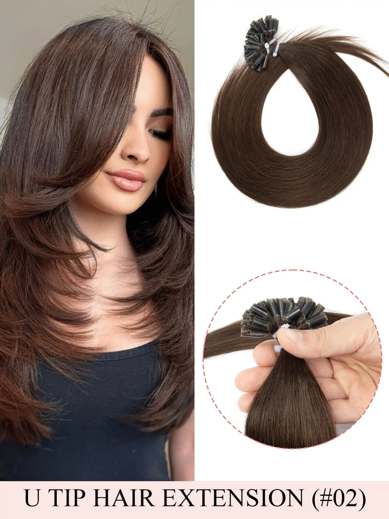 U-Tip Remy Human Hair Extensions, Real Hair Extensions, 12-22 Inch Straight #1 Natural Black Keratin Bond Hair, Invisible Salon-Quality Hair for Seamless Blending, Women Daily & Christmas Hairstyles