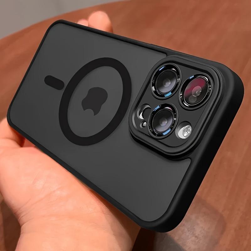 Luxury Magnetic Wireless Charging soft Phone Case for iPhone 17 16 15 14 13 12 11 Pro Max plus Matte Translucent Hard Pc Armor Shockproof Camera Lens Case