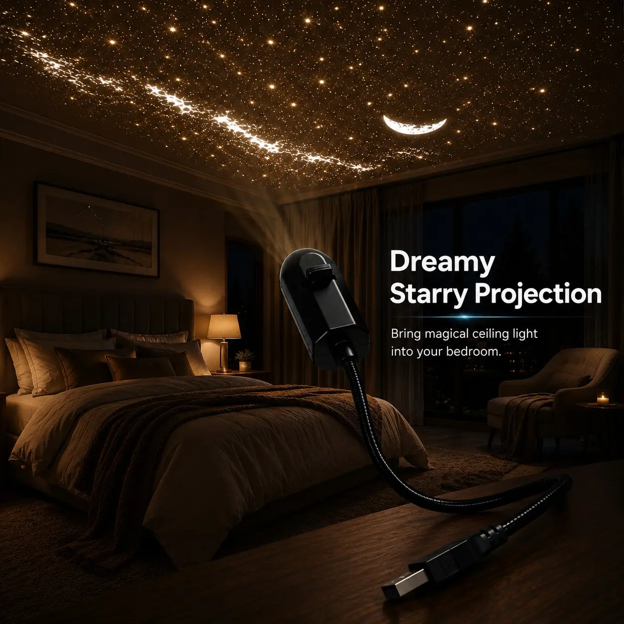 Galaxy Star Projector, USB Powered Starry Sky Projector for Ceiling Decor, Space Projection Decor for Bedroom, Hallway, Car and Room Decoration, Galaxy Night Light, Decorative Lighting