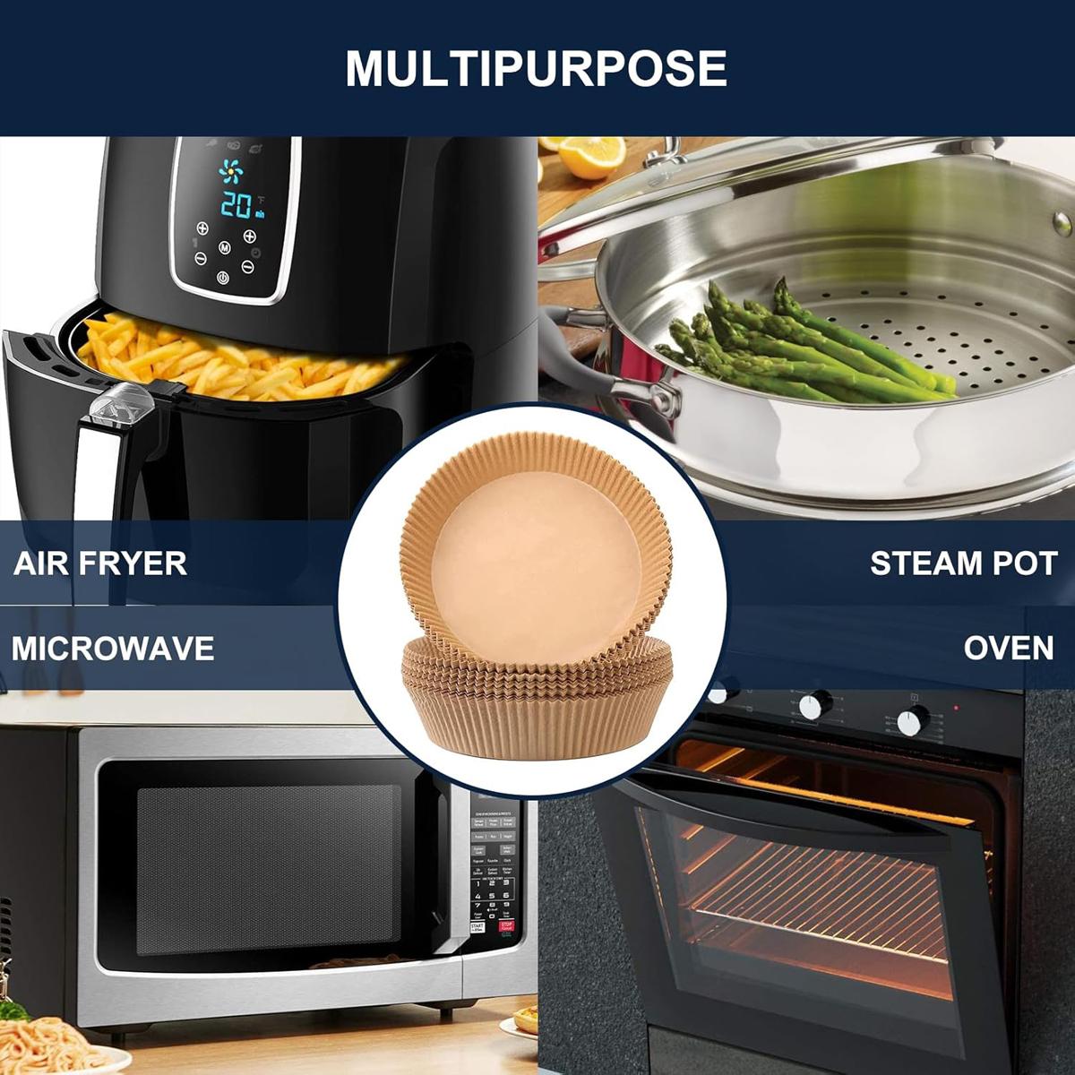 Air Fryer Paper Liners, 100Pcs Parchment Paper, Air Fryer Liners Disposable for Microwave, Non-Stick Air Fryer Liner Square Free of Bleach (6.3IN) Baking Supplies Kit Bakeware Air Fryer Paper Liners, 100Pcs Parchment Paper, Air Fryer Liners Disposable for Microwave, Non-Stick Air Fryer Liner Square Free of Bleach (6.3IN) Baking Supplies Kit Bakeware