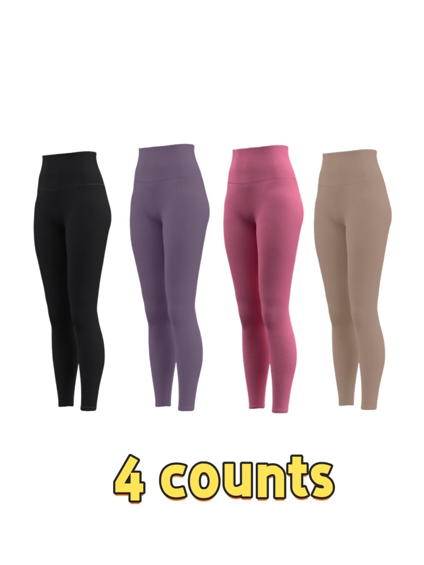 Women's Solid High Waist Sports Leggings, Tight Fitted Breathable Comfortable Skinny Pants for Yoga Gym Workout Running, Ladies Sportswear for All Seasons
