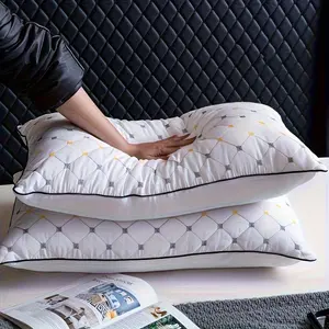 1 Luxury Hotel Bed Pillow with Quilted Design and Yellow Accents - Hand Washable, High Quality, Suitable for Side or Back Sleepers, Christmas Gift, Halloween Gift