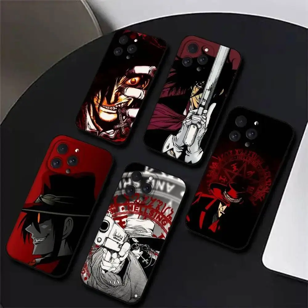 Hellsing Alucard Anime Phone Case For iPhone 11-17 Pro Max/Plus & Samsung Galaxy S23-S25 Black Silicone Soft Cover Shockproof Protective Case