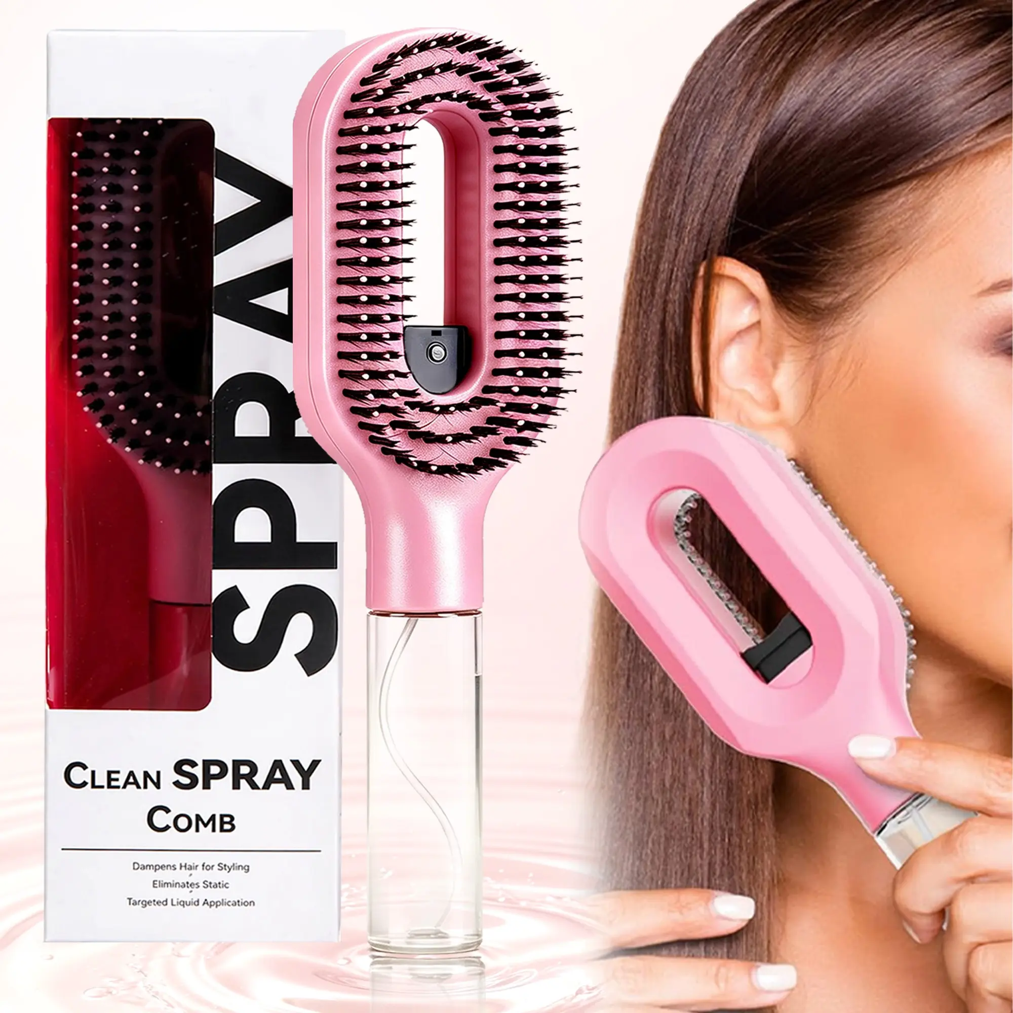 2-In-1 Spray Hair Brush, Misting Hair Brush, Styling Brush With Directional Spray Function, Can Be Used On Wet Hair And Eliminate Static, No Spray Bottle Needed, Perfect Hair Care Gift