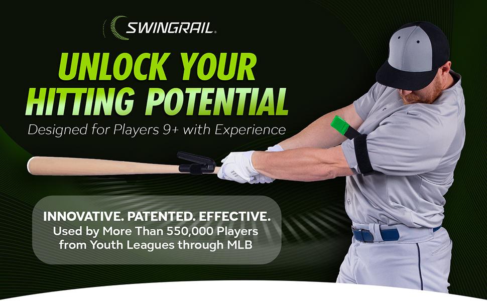 AGS SWINGRAIL Baseball/Softball Hitting Trainer – Swing Trainer Aid for Batting & Hitting Practice – Baseball Training Equipment to Improve Bat Speed, Swing Mechanics, Contact & Timing – For Ages 9 and Up
