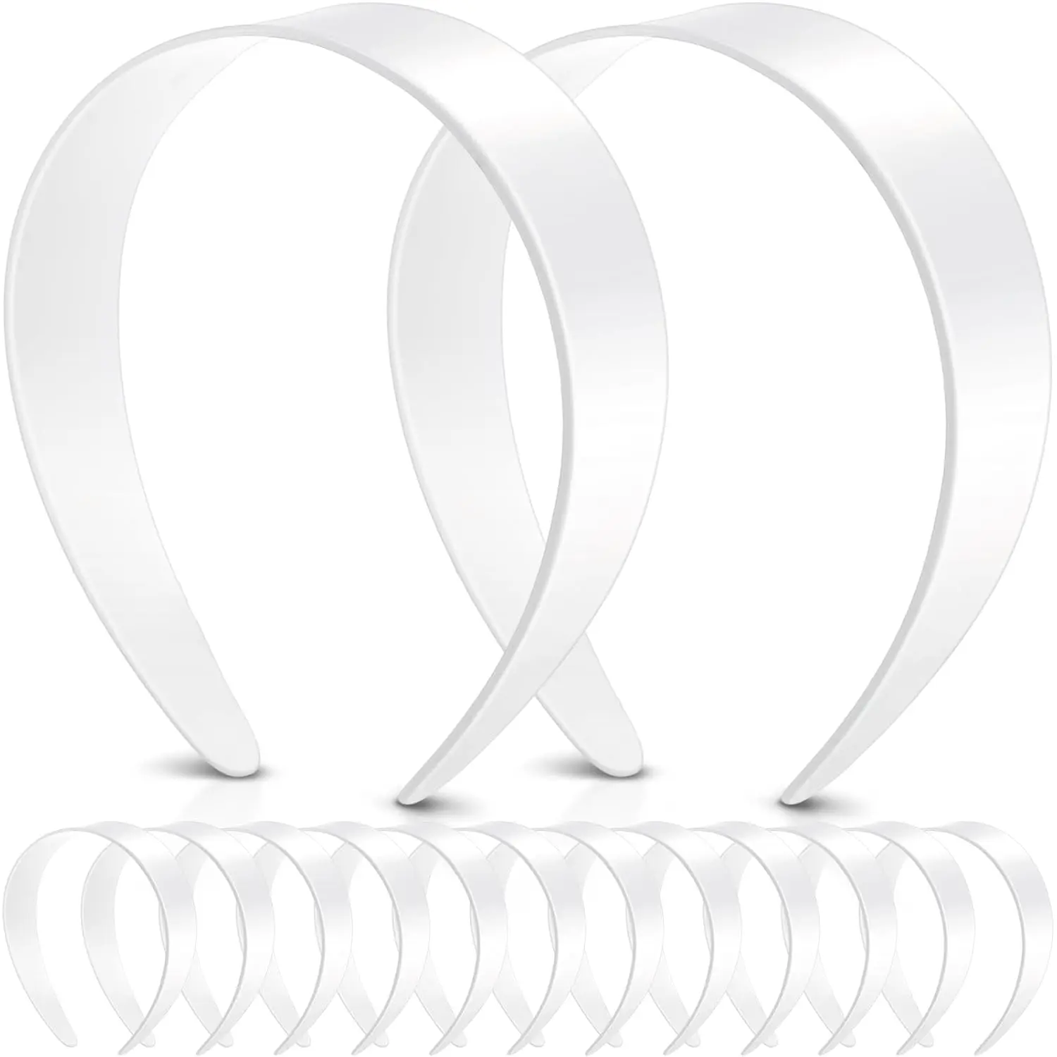 12 count Plastic Headbands Wide Hard Plain Craft Headband Plastic Hairband for DIY Hair Accessories Women (White,1.5 Inch)