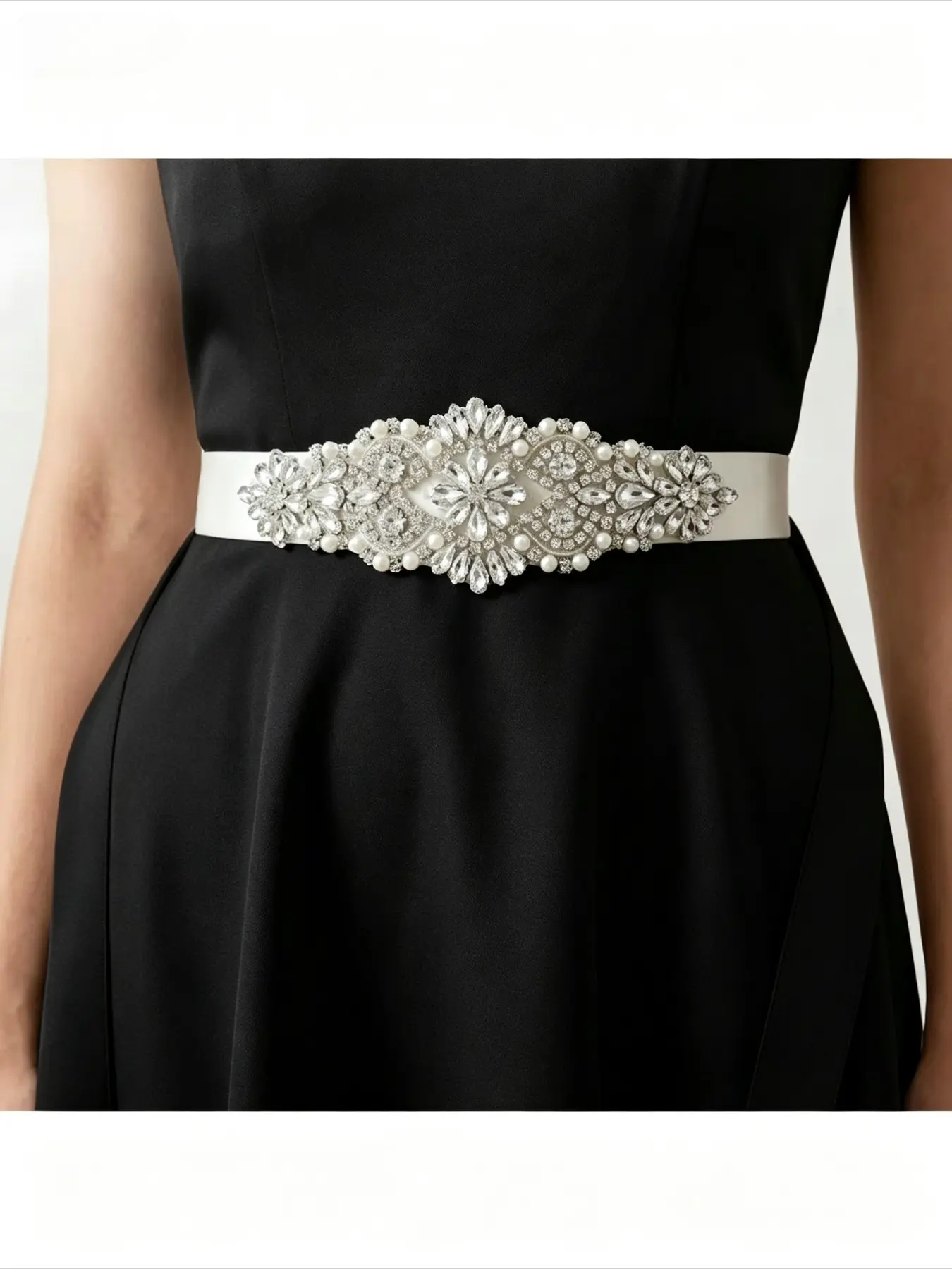 Vintage French Beaded Rhinestone Decorative Belt, Bridal Wedding Banquet Dress Styling Waist Accessory