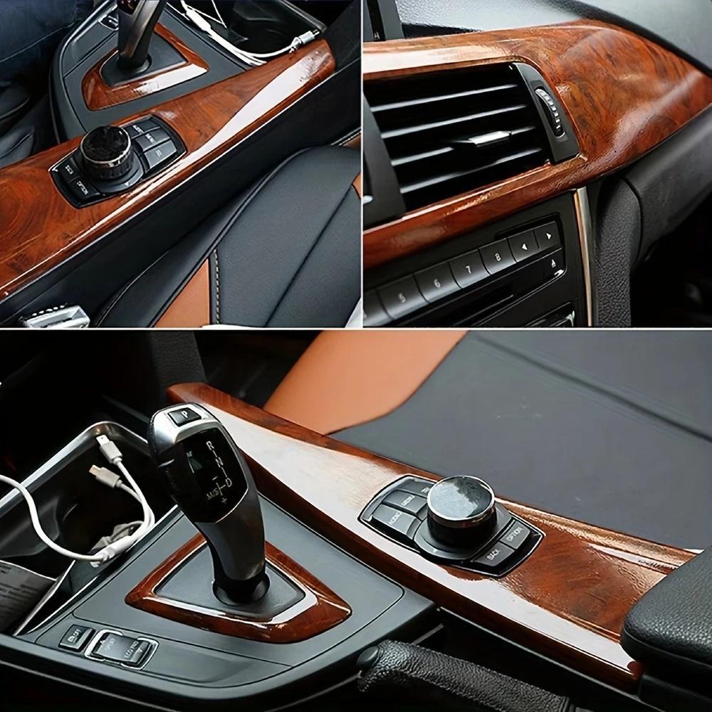 Wood Grain Pattern Car Interior Sticker, Glossy Retro Wood Grain Eye Mask Film, Car Vinyl Wrap Roll, Classic Peach Wood Grain Self Adhesive Bubble-free Decals, Car Stickers, Car Interior Decor