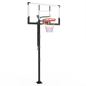 54-In In-Ground Basketball Hoop 7.7-10 FT Adjustable Height with Crank, PC Backboard and Steel Rim