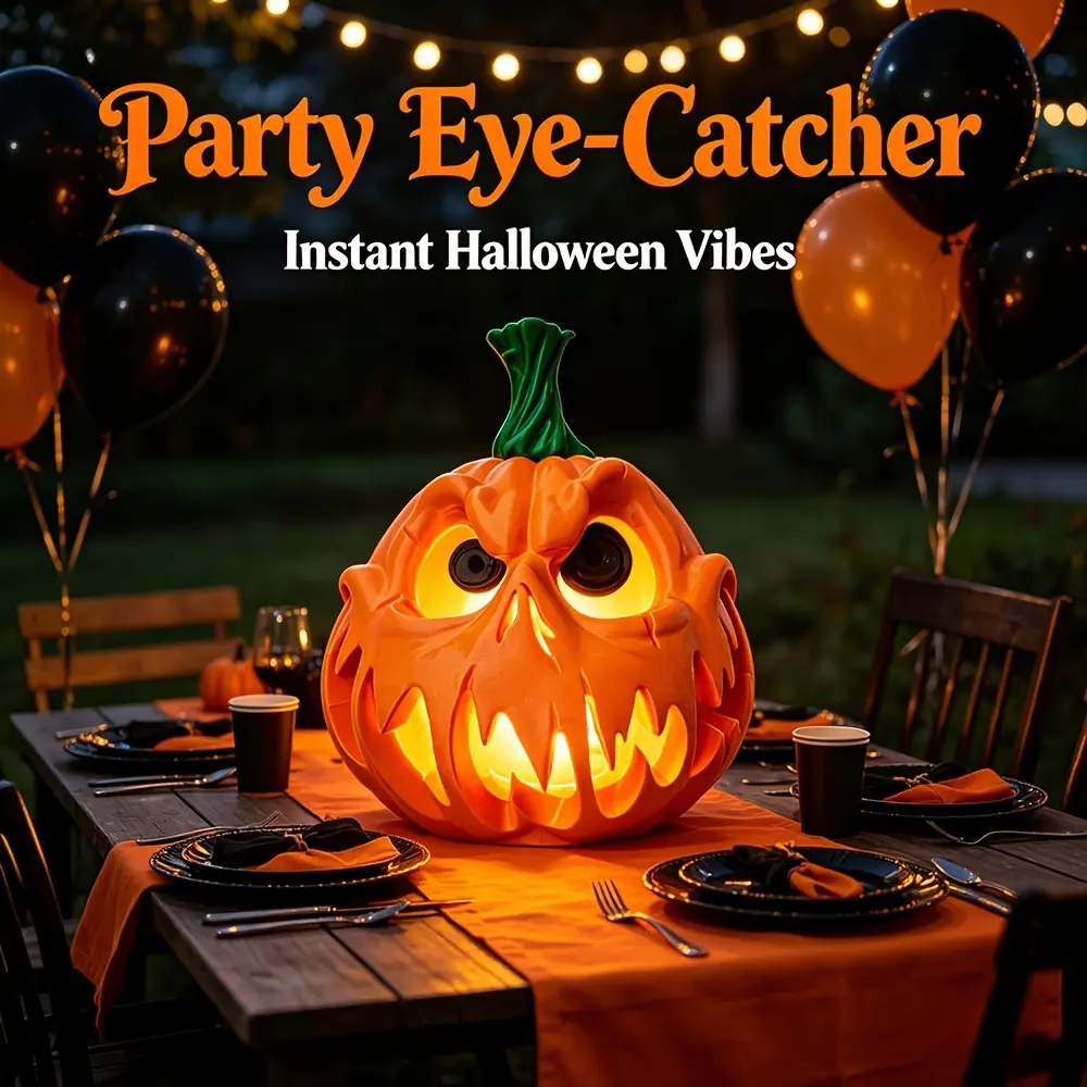 Halloween Resin Pumpkin Decoration – Ghost/Skull with Peculiar Facial Features, Thanksgiving Pumpkin Decor | Unique Pumpkin Design | Carved Texture, Thanksgiving & Christmas Decor (Non-illuminated)
