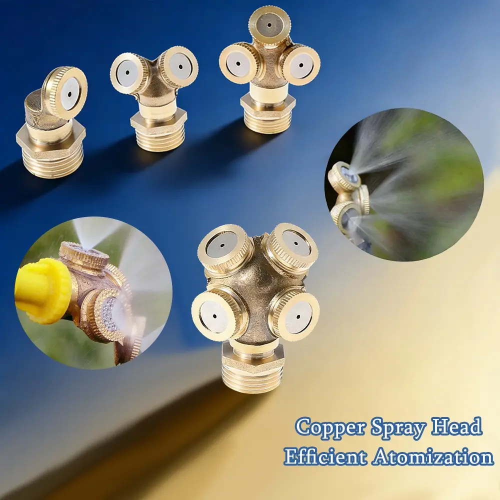 1/2" Copper Agricultural Sprayer Nozzle, Misting Nozzle Brass Atomizing, Spray Fitting Nebulizer Hose Connector Water Sprinkler Adjustable for Garden Lawn Irrigation
