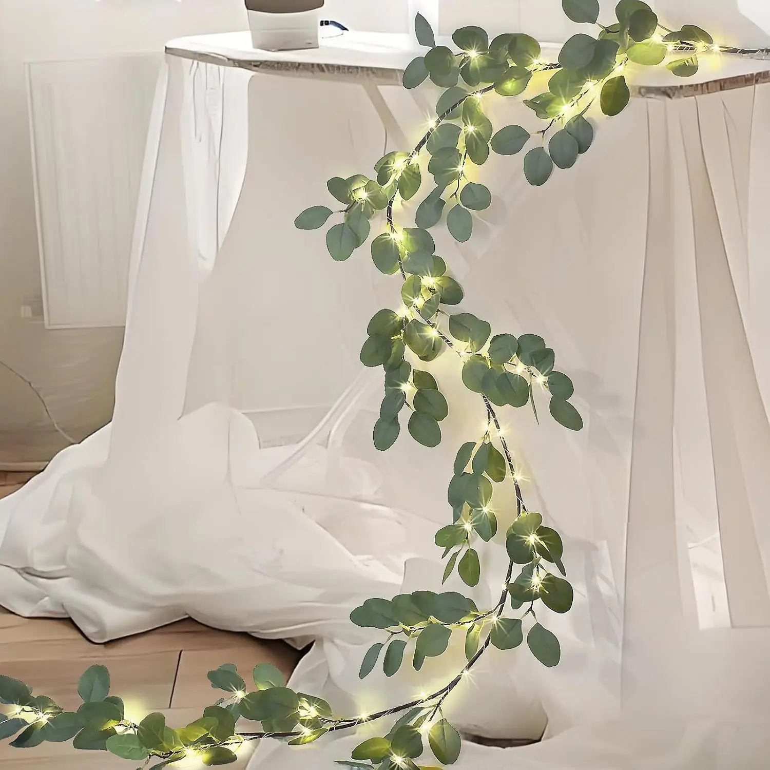 6.56FT Eucalyptus Garland with Lights 96 LEDs 8 Modes Battery Operated with Timer Faux Twig Vine Lights Spring Greenery Garlands for Mantle Fireplace Wall Table Stairs Wedding Party Bedroom Home Decorfidget toys