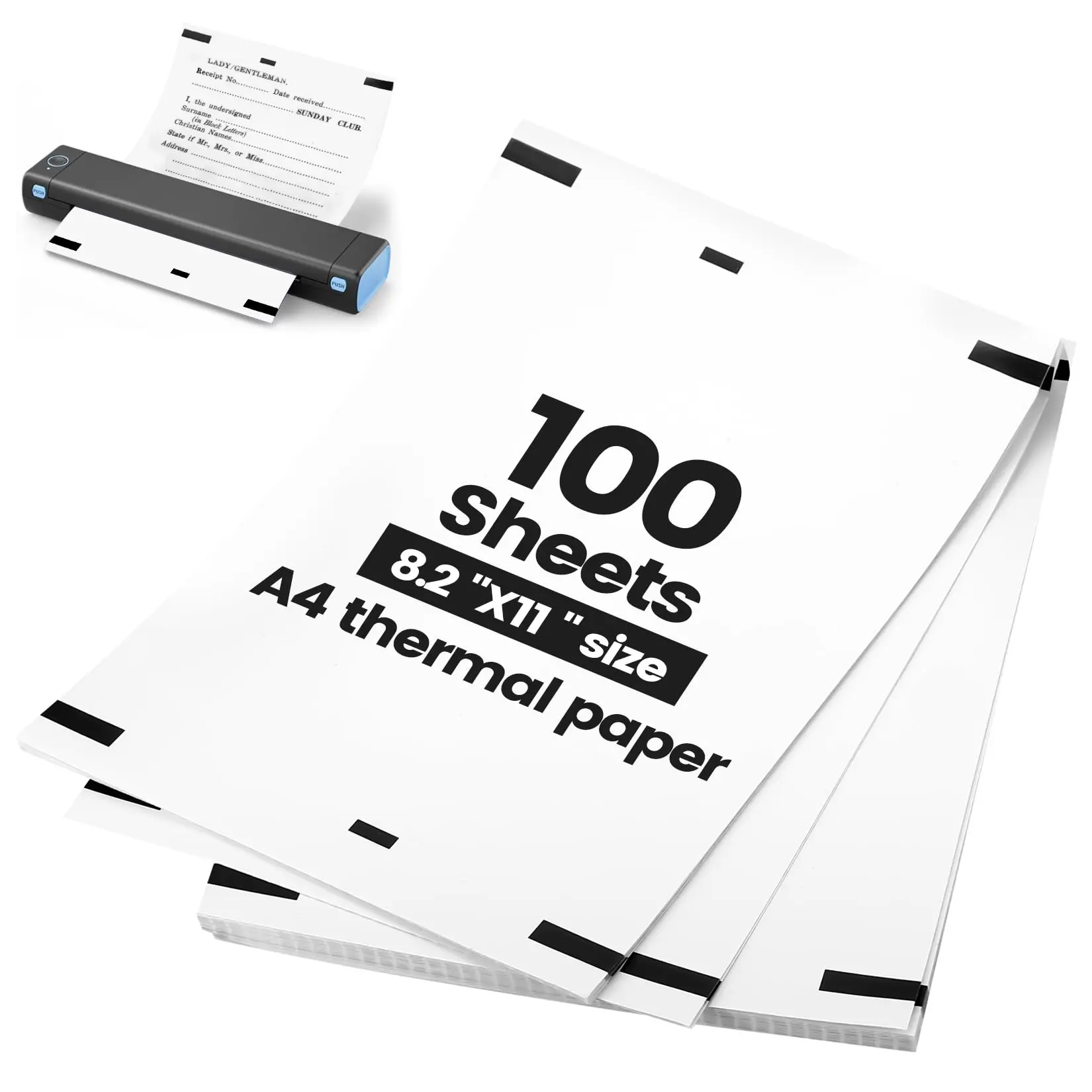 100 Sheets A4 Thermal Paper, Foldable Printable Paper, Compatible with Portable Thermal Printers, Ideal for Learning, Office, Home Use