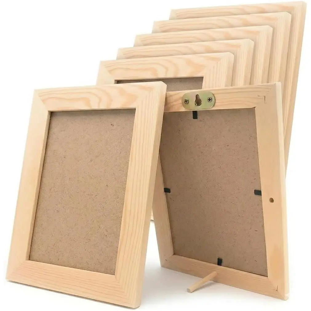 Unfinished Solid  Picture Frames for Arts Crafts, DIY Painting Project Stand or Hang  The Wall 6x8 Frame Size Holds 6x4 Pictures for  Craft Birthday, School projects (8)