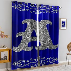 Silver Letter A~Z Curtains, Light Blocking, Privacy Protection, Soft Fabric, for Bedroom, Living Room, Office, Guest Room, Multiple Sizes Available, Great for Home Decor Lovers. 2 Pack, Easy to Hang