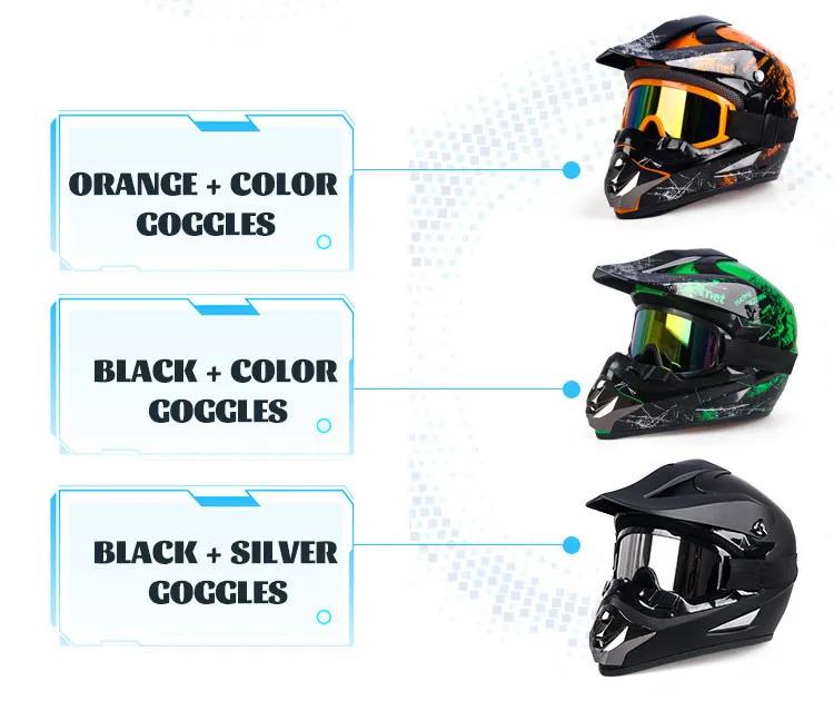 Matte Black Series Racing Helmet, Full Face Tactical Off-Road Motorcycle Helmet with Goggles & Gloves, DOT Certified Crash Safety Helmet for Adult Men, Professional Off-Road Gear for Motocross, ATV, Dirt Bike & Power Sports Riding