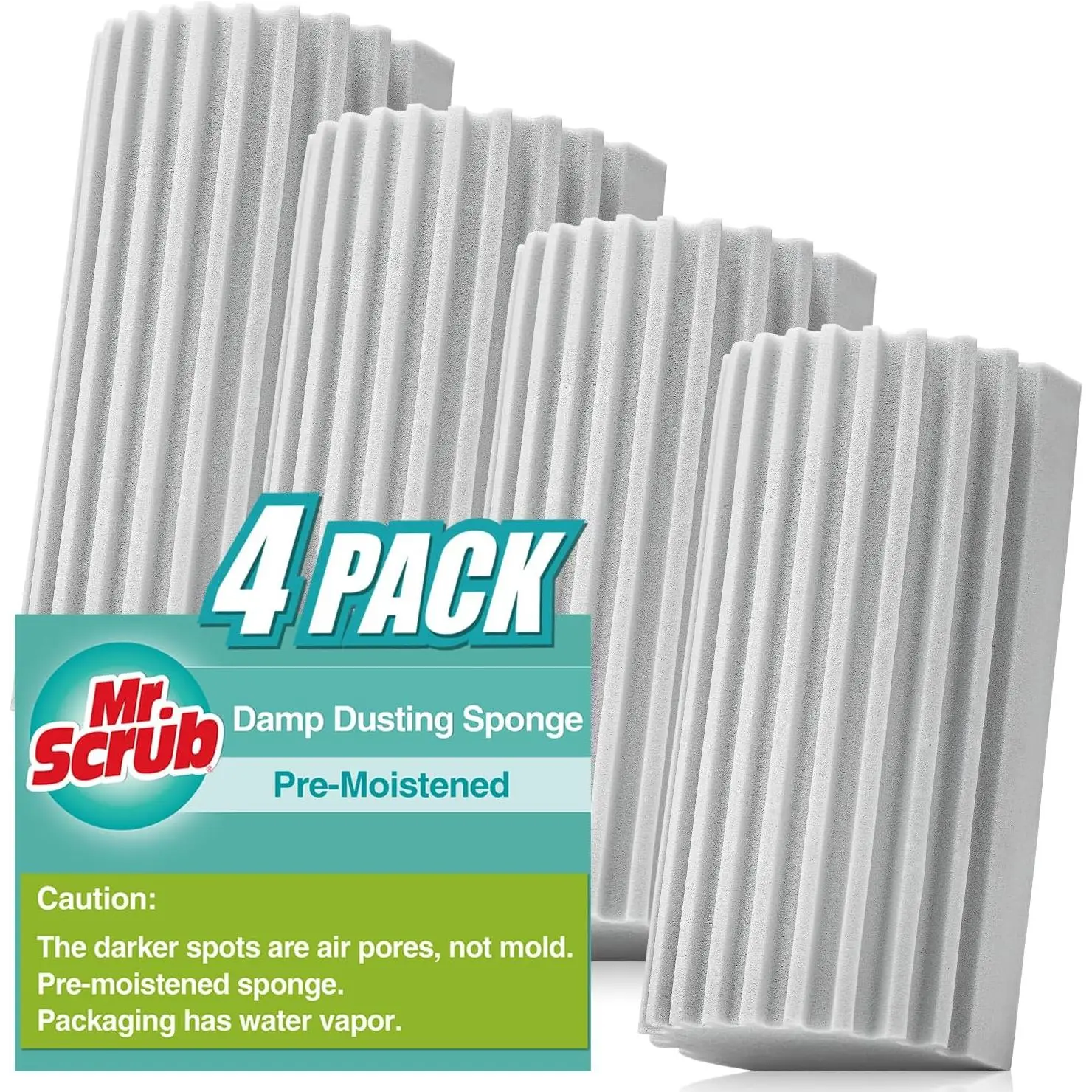 4 Pack Damp Dusting Sponge Duster, Grey Dust Cleaning Sponge, Reusable Household Cleaning Sponge Tool for Blinds, floorboards, Fan Blades, Vents, Glass, Railings, Mirrors