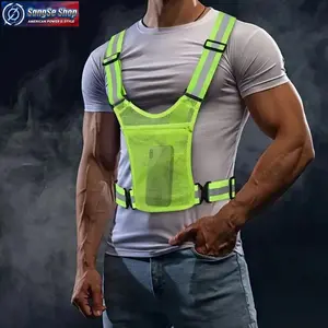 Adjustable Reflective Safety Vest with Storage Pockets, High Visibility Lightweight Breathable Safety Gear, Universal Fit Reflective Running Vest for Cycling, Walking, Jogging, Hiking, Outdoor Sports & Night Work Use