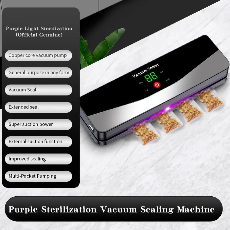 Rechargeable Wireless Portable Vacuum Sealer, Countdown Display, Touch Control Buttons, Ideal for Home and Camping Use