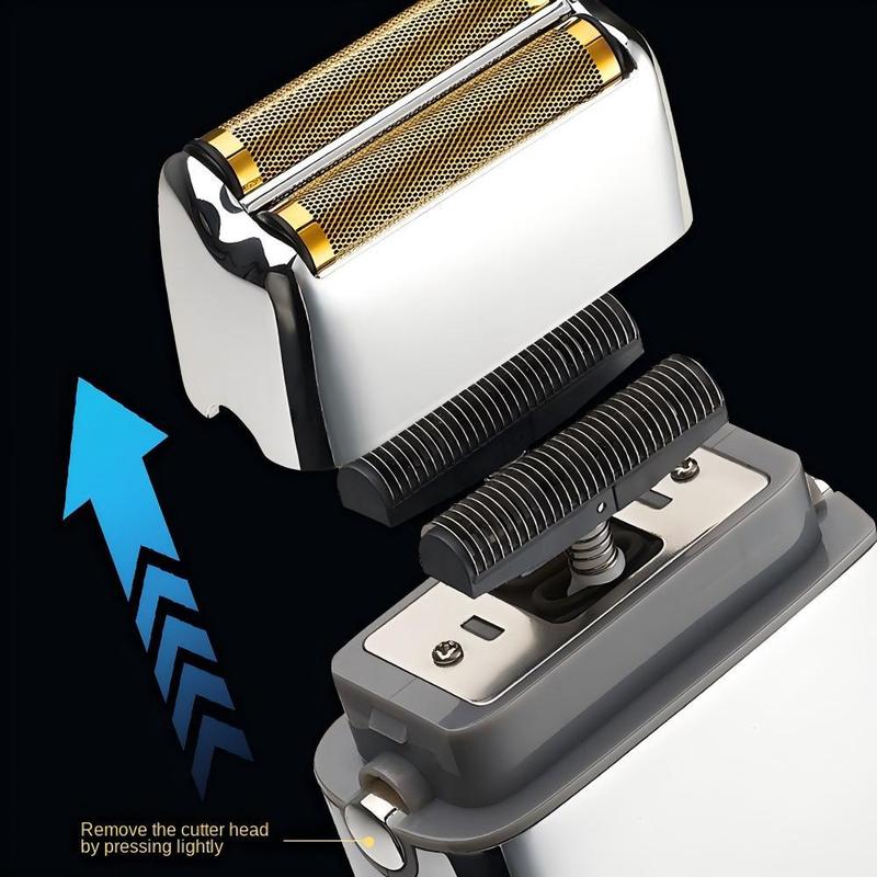 2 in 1 Electric Foil & Bald Shavers, 1 Box Rechargeable Men's Beard Shaver, Portable Reciprocating Razor Blade & Pop-Up Beard Trimmer for Home & Travel, Cordless Portable Shaver