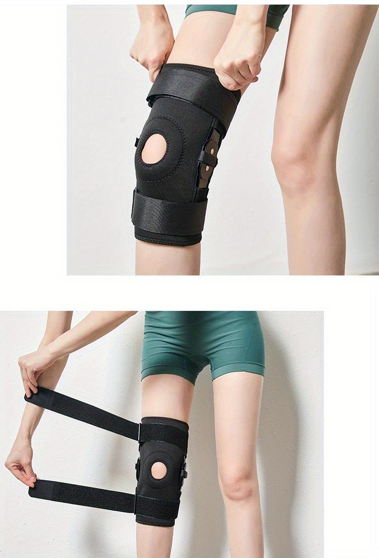 [Adjustable Knee Brace] 1pc Plus Size Adjustable Knee Brace |   Hinged Open Patella Support with Side Stabilizers, Breathable Black Running Knee Pads for Sports & Casual Wear, Comfortable Fit, Secure Fit Design